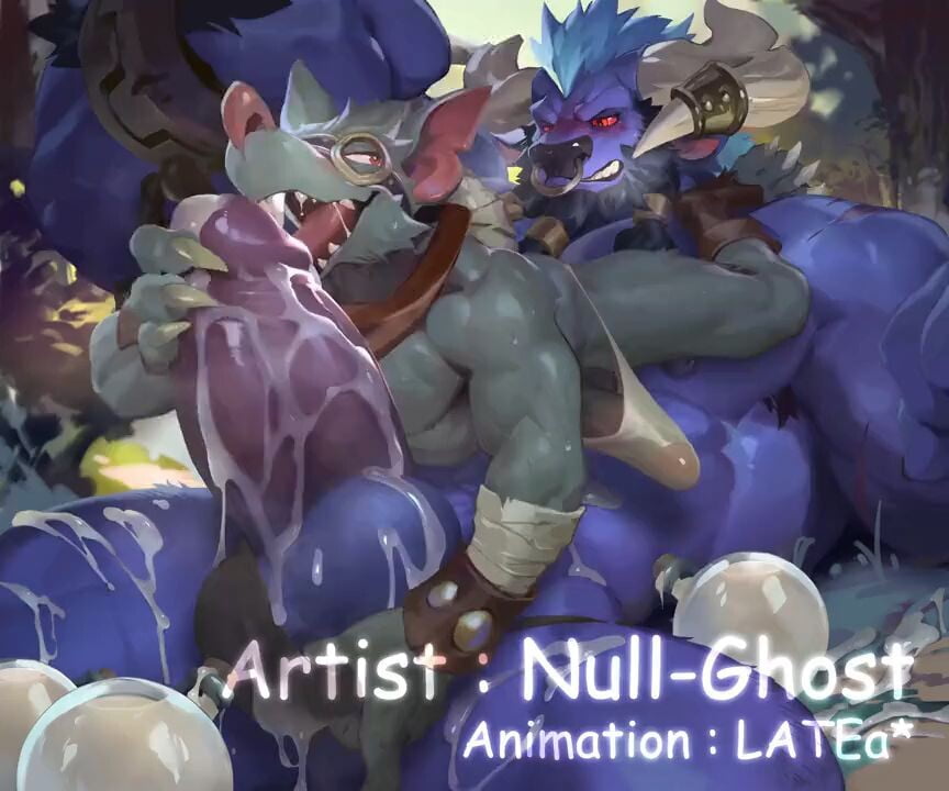 [Null-Ghost & LATEa] Twitch licking the juicy cock of Alistar Hentai